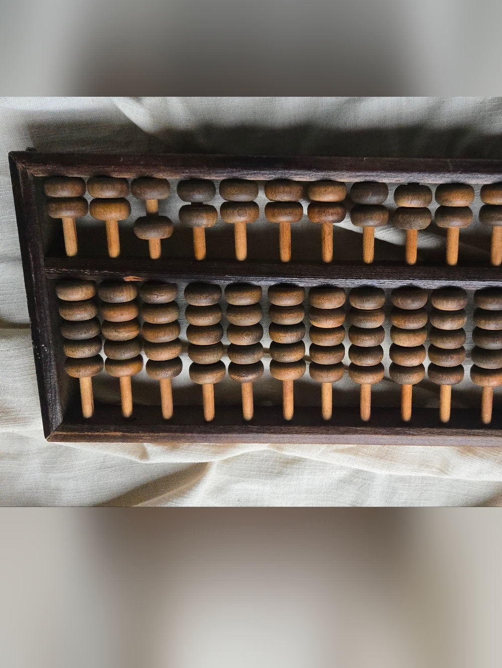 Vintage Wooden Abacus in Dark Brown and Natural Wood Tones